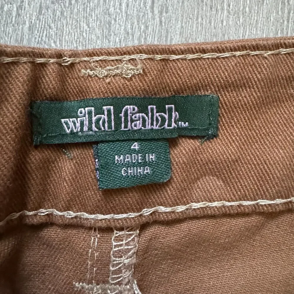 Wild Fable Utility Work Pants Women's sz 4 Brown High Waisted Relaxed Wide Leg - Picture 2 of 10